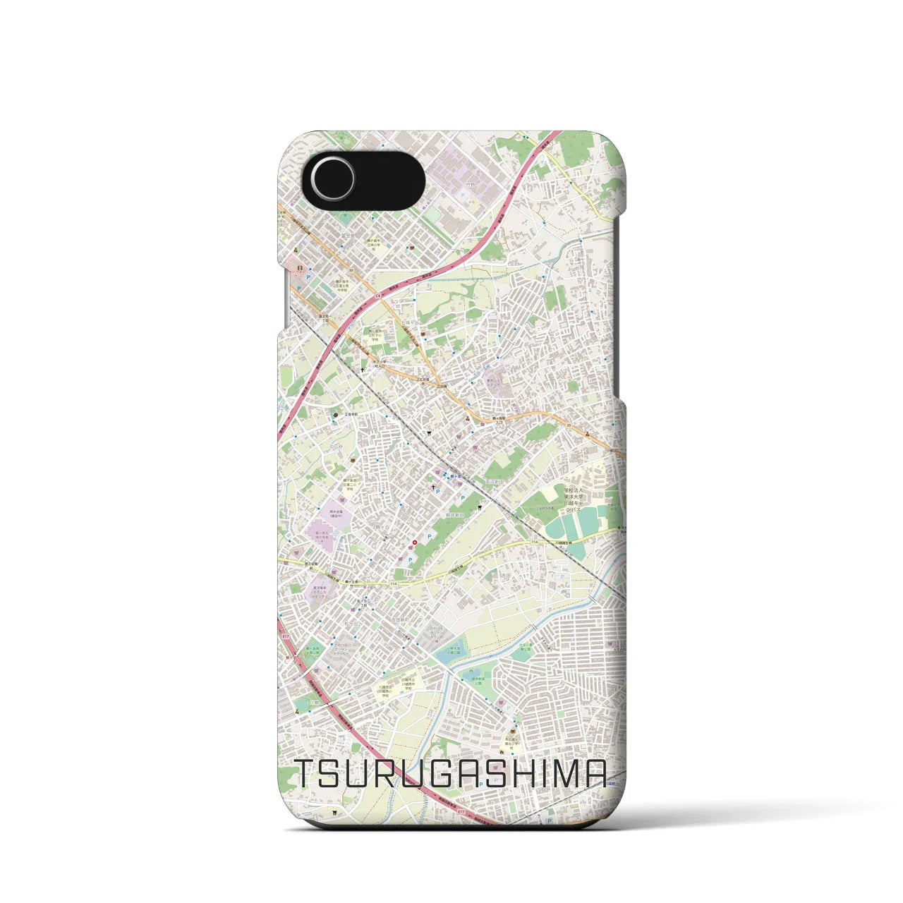 【鶴ヶ島(埼玉県)】地図柄iPhoneケース(バックカバータイプ)