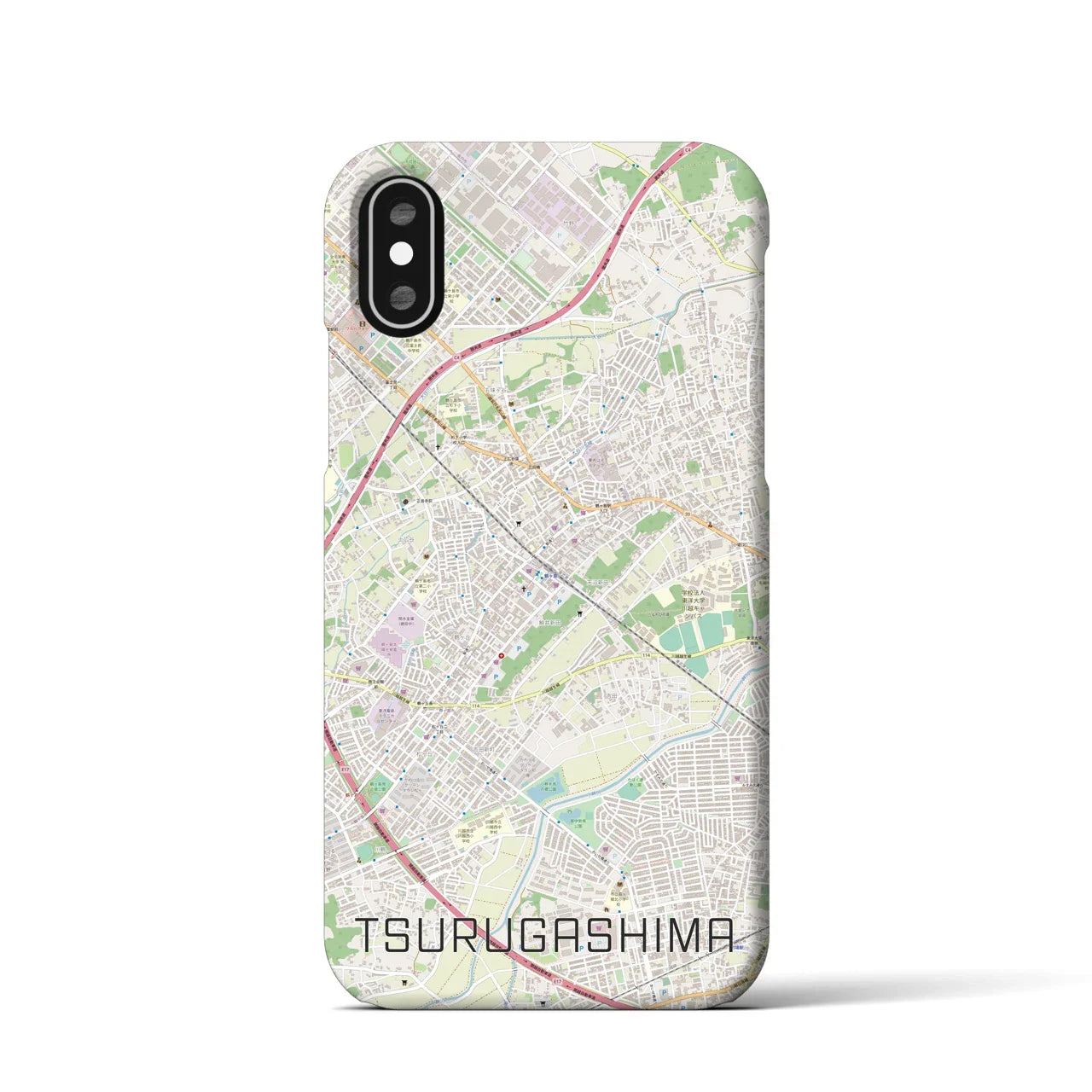 【鶴ヶ島(埼玉県)】地図柄iPhoneケース(バックカバータイプ)