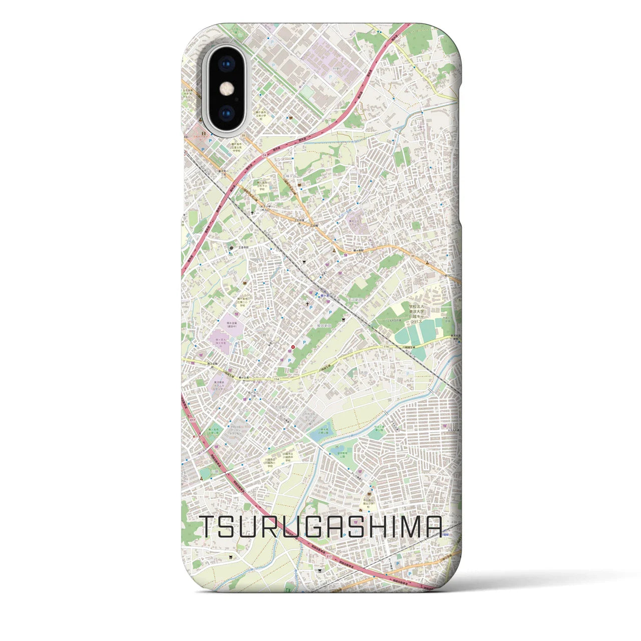 【鶴ヶ島(埼玉県)】地図柄iPhoneケース(バックカバータイプ)