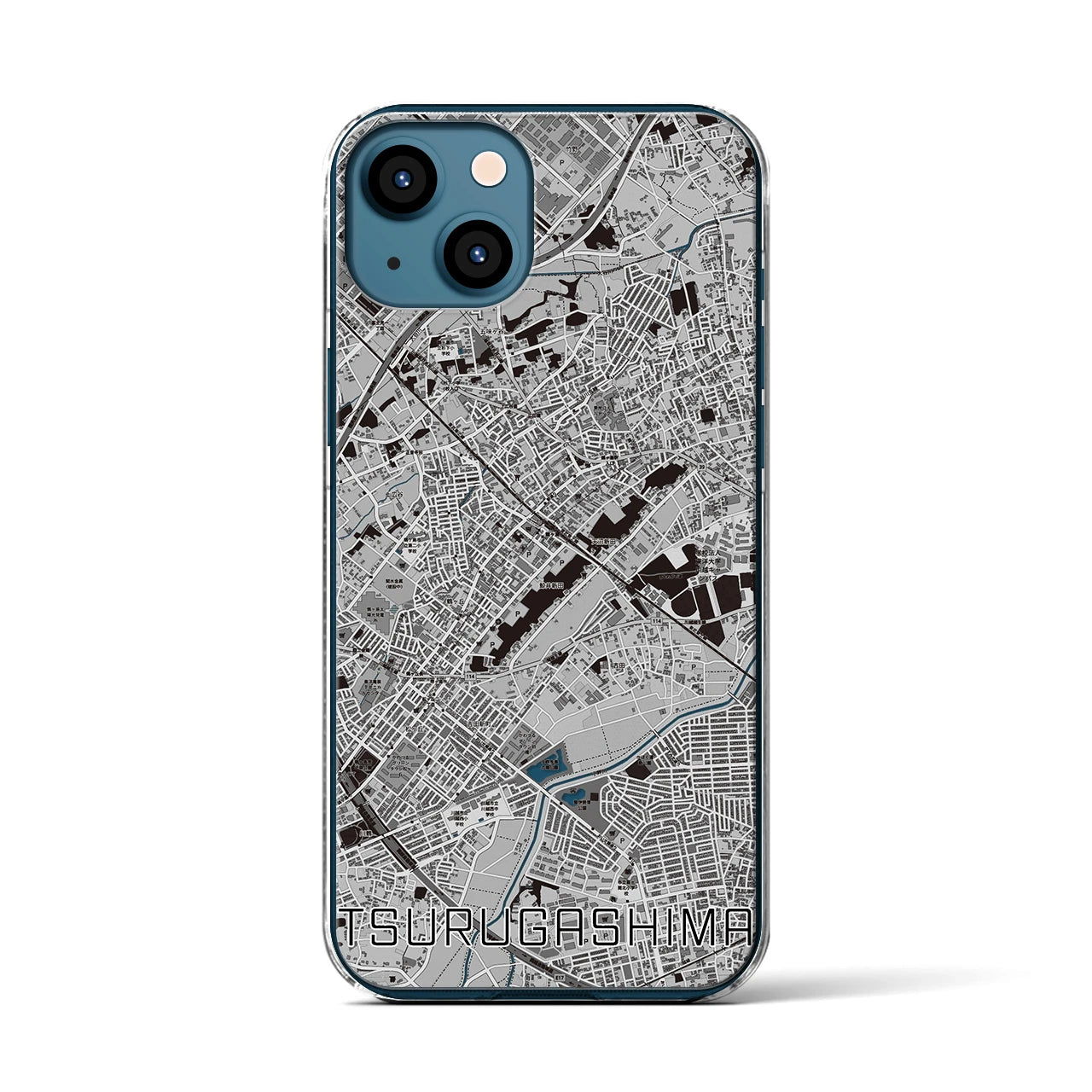 【鶴ヶ島(埼玉県)】地図柄iPhoneケース(クリアタイプ)