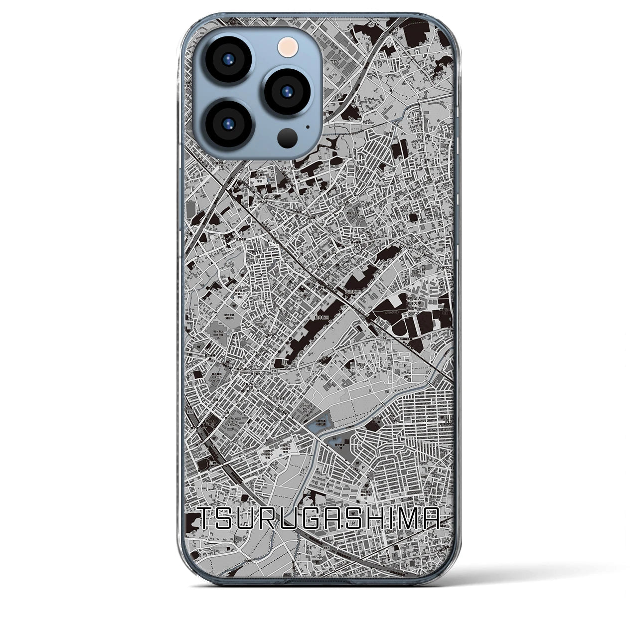 【鶴ヶ島(埼玉県)】地図柄iPhoneケース(クリアタイプ)