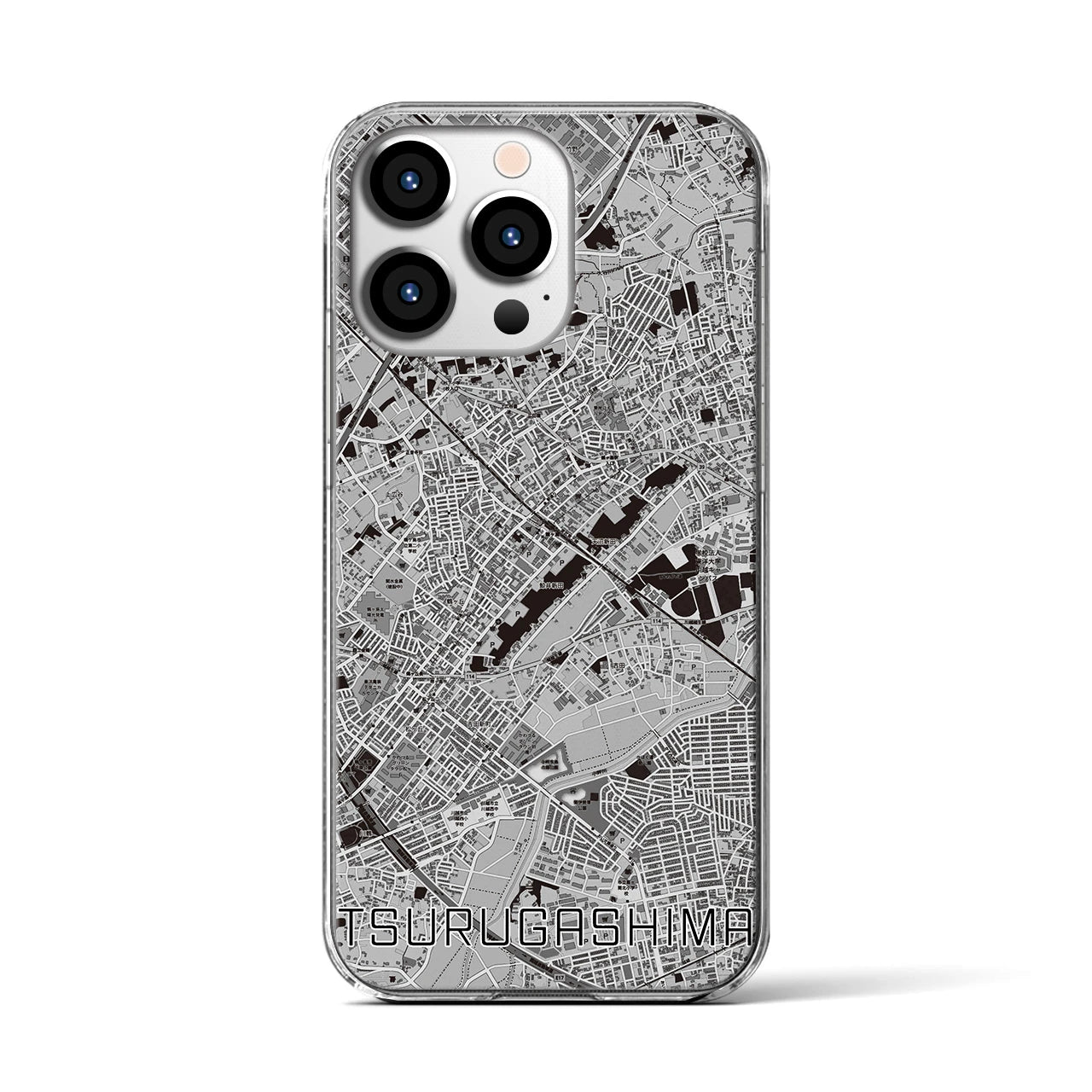 【鶴ヶ島(埼玉県)】地図柄iPhoneケース(クリアタイプ)