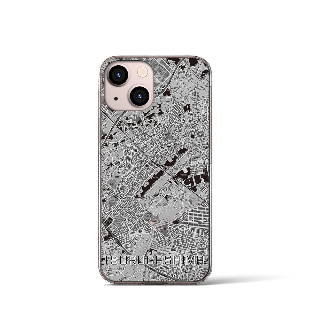 【鶴ヶ島(埼玉県)】地図柄iPhoneケース(クリアタイプ)