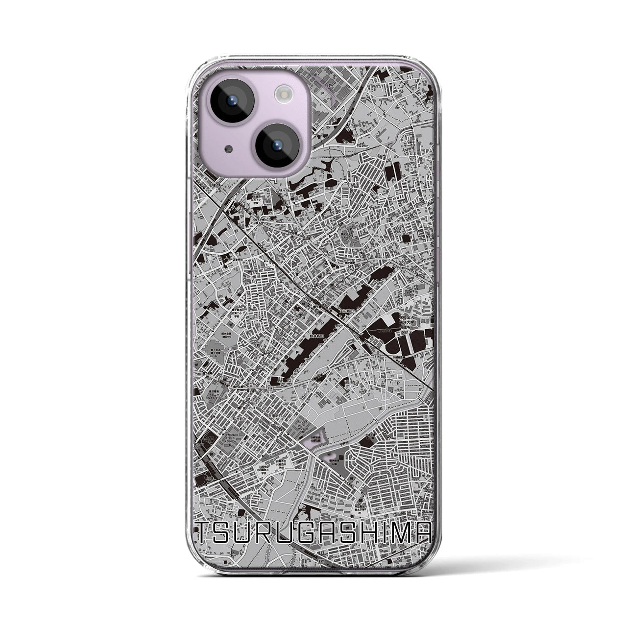 【鶴ヶ島(埼玉県)】地図柄iPhoneケース(クリアタイプ)