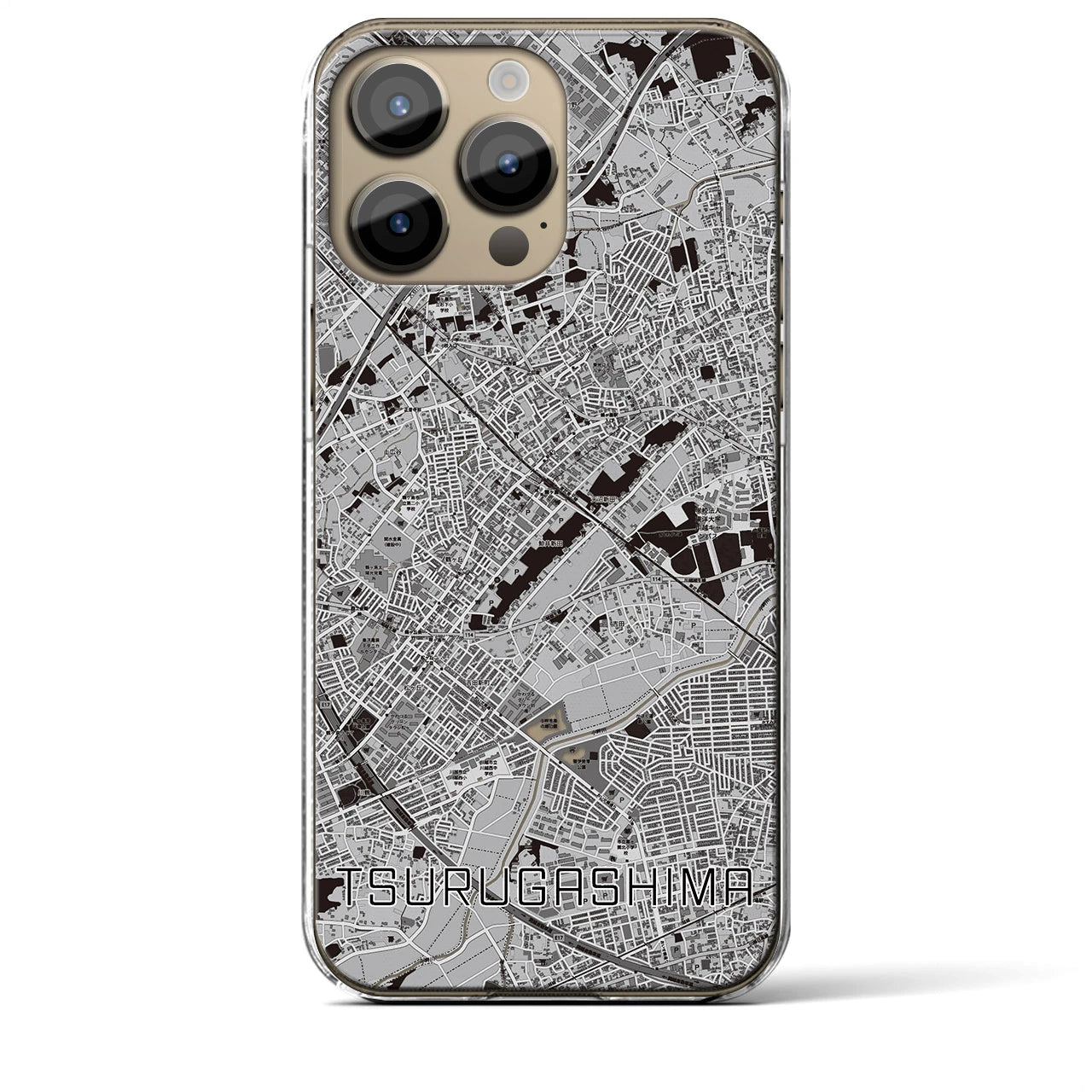 【鶴ヶ島(埼玉県)】地図柄iPhoneケース(クリアタイプ)