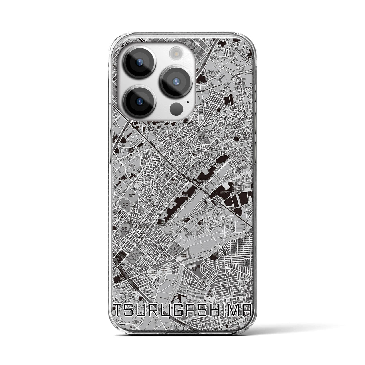 【鶴ヶ島(埼玉県)】地図柄iPhoneケース(クリアタイプ)