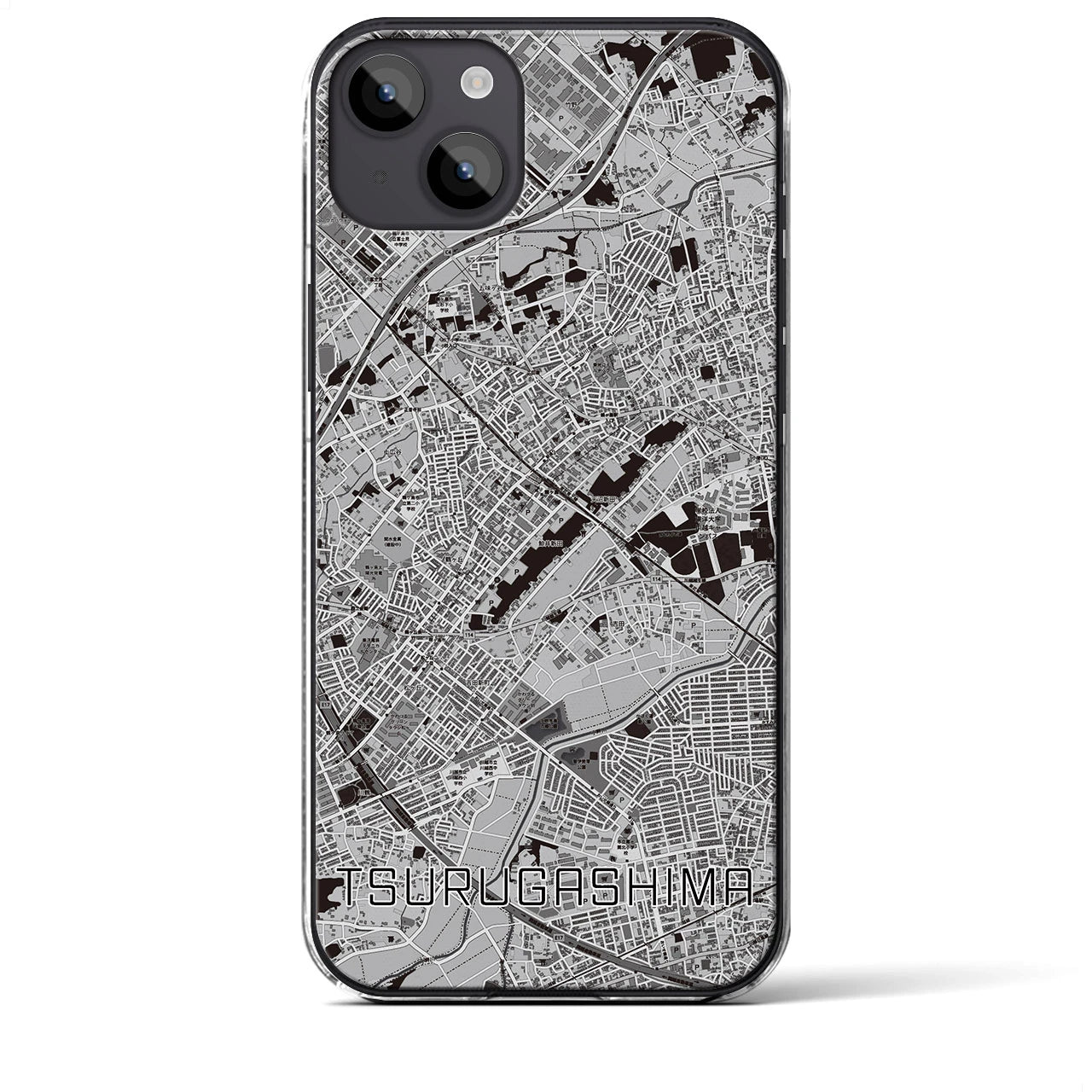 【鶴ヶ島(埼玉県)】地図柄iPhoneケース(クリアタイプ)