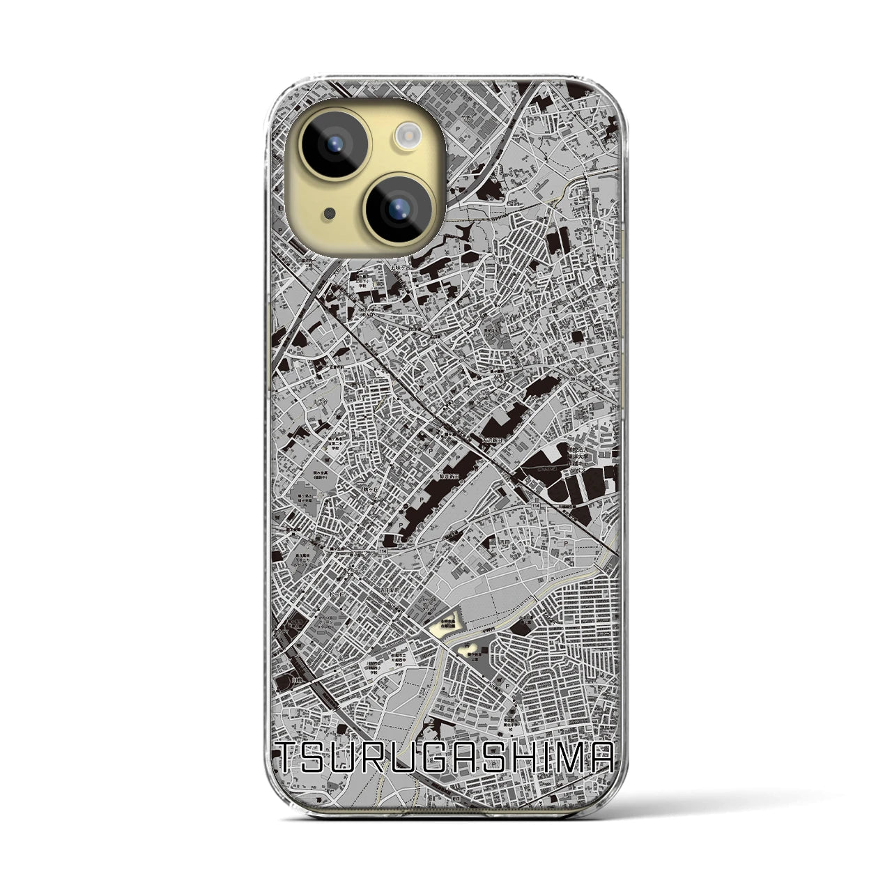 【鶴ヶ島(埼玉県)】地図柄iPhoneケース(クリアタイプ)