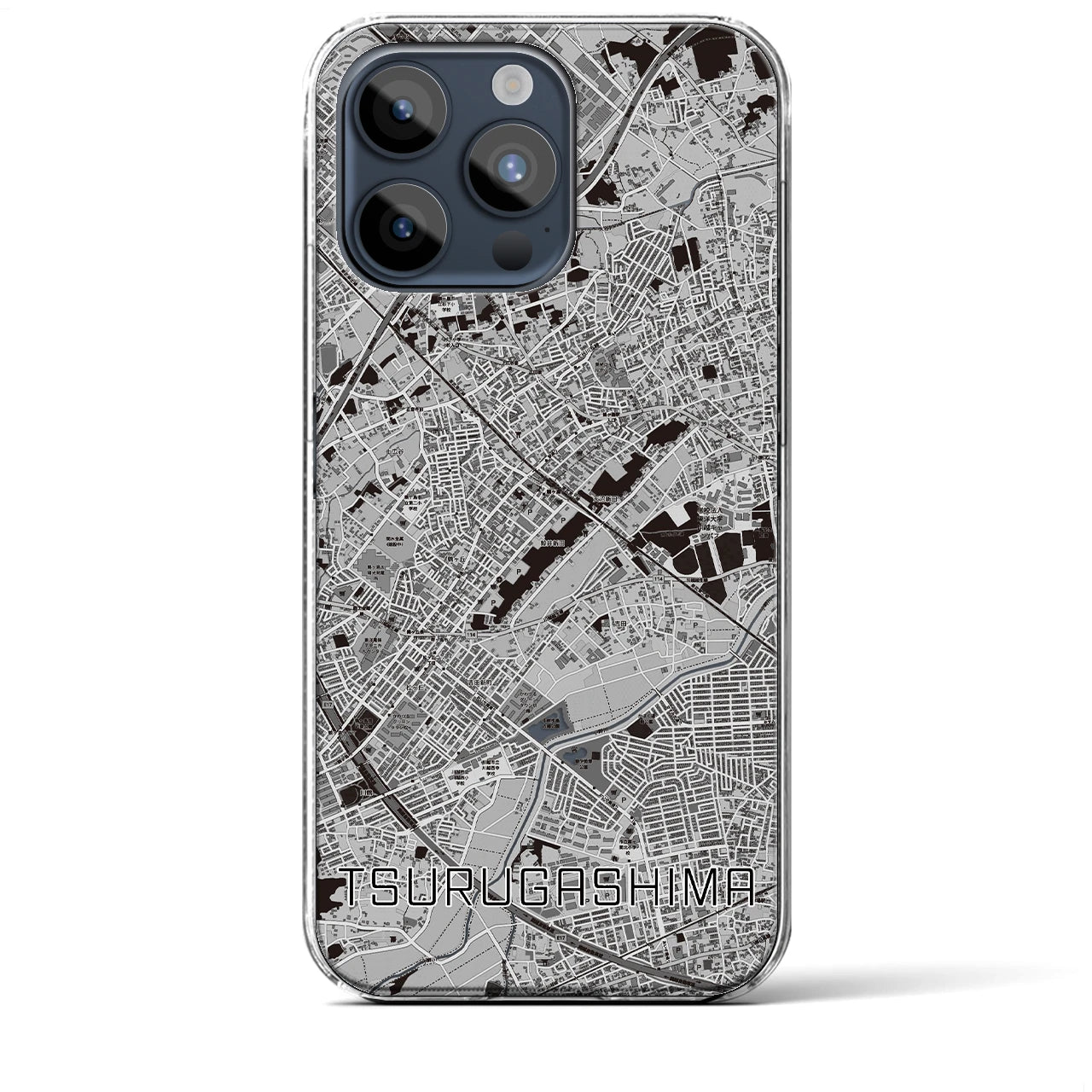 【鶴ヶ島(埼玉県)】地図柄iPhoneケース(クリアタイプ)