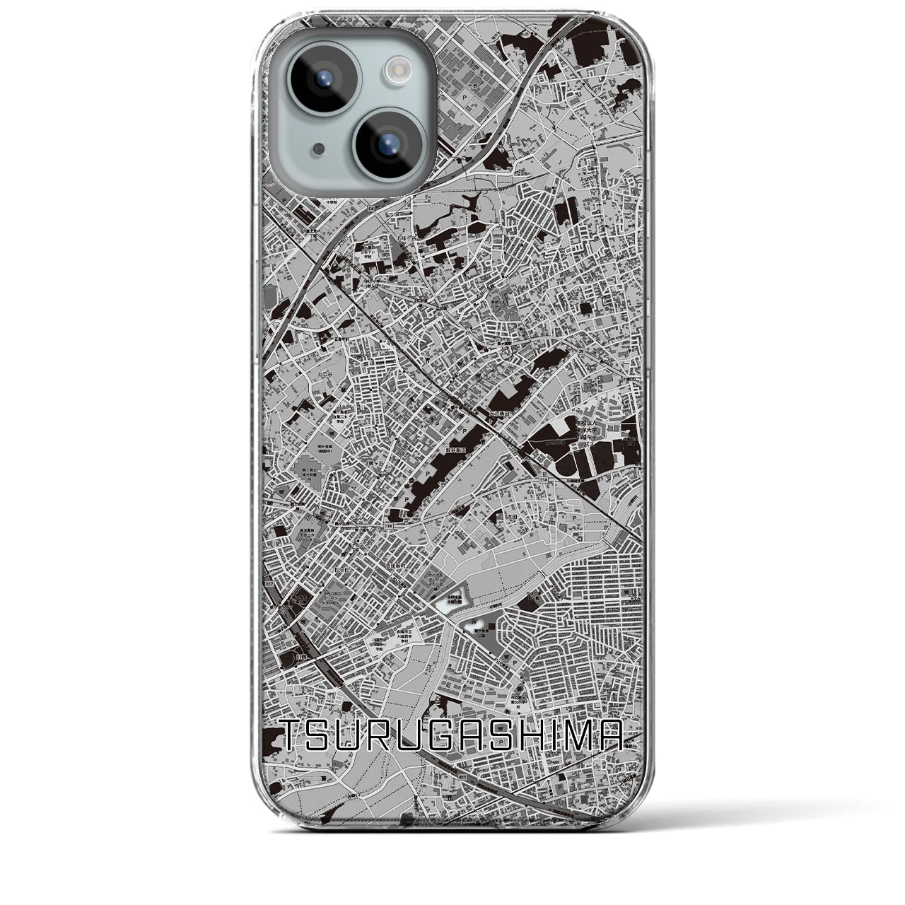 【鶴ヶ島(埼玉県)】地図柄iPhoneケース(クリアタイプ)