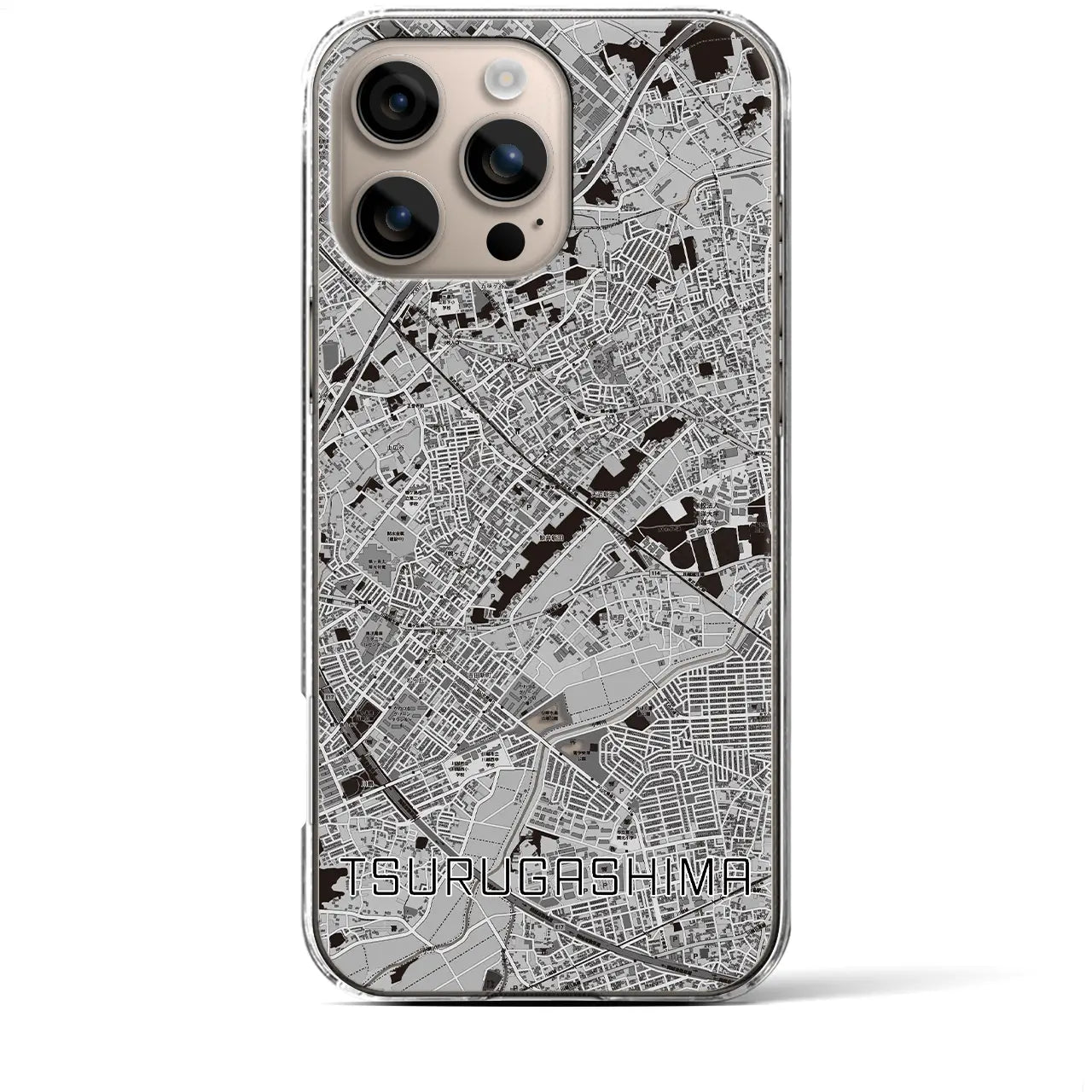 【鶴ヶ島(埼玉県)】地図柄iPhoneケース(クリアタイプ)