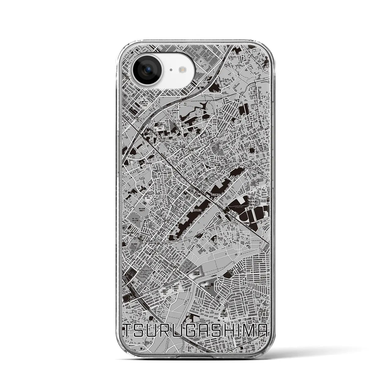 【鶴ヶ島(埼玉県)】地図柄iPhoneケース(クリアタイプ)