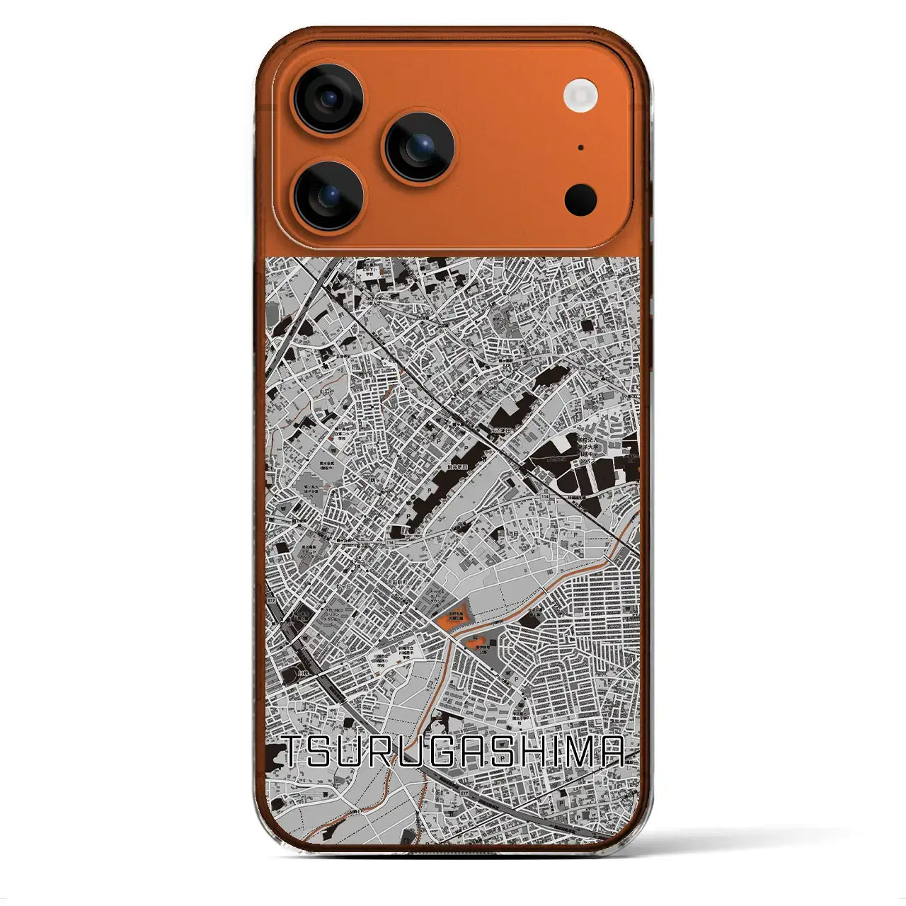 【鶴ヶ島(埼玉県)】地図柄iPhoneケース(クリアタイプ)モノトーン・iPhone 17 Pro Max 用