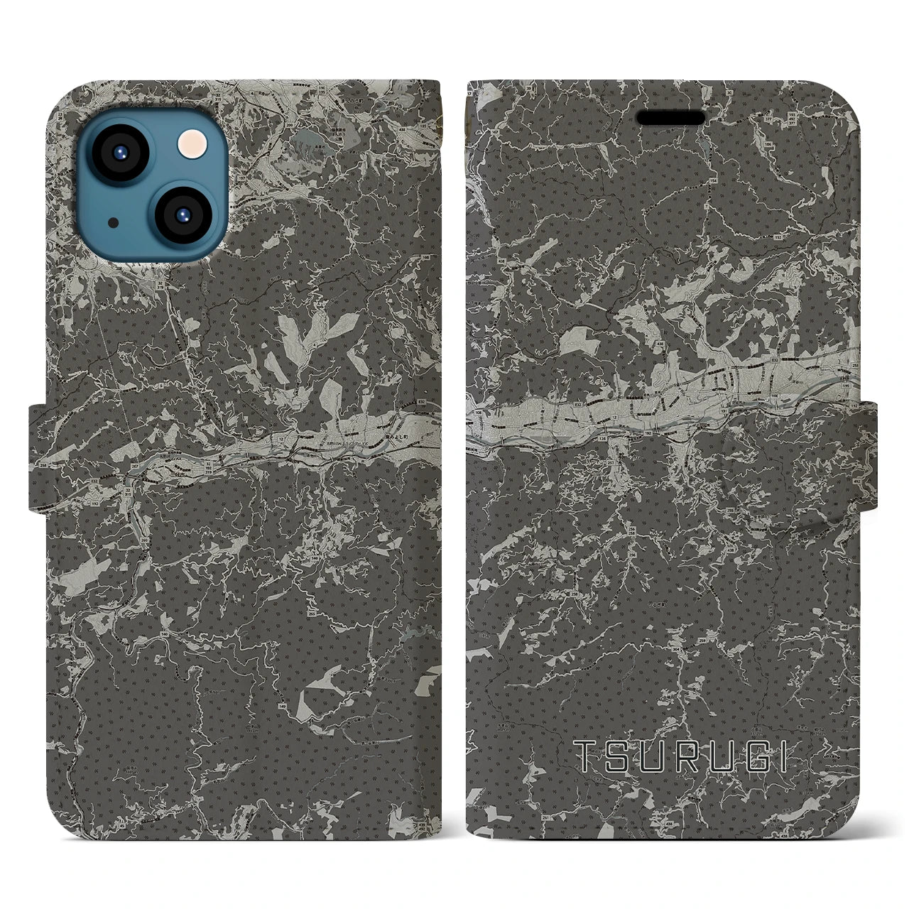 【つるぎ(徳島県)】地図柄iPhoneケース(手帳タイプ)