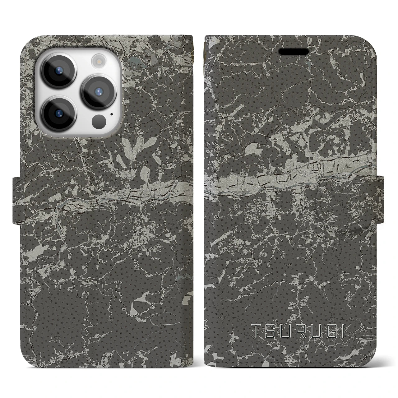 【つるぎ(徳島県)】地図柄iPhoneケース(手帳タイプ)