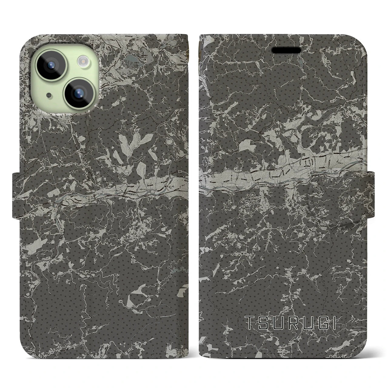 【つるぎ(徳島県)】地図柄iPhoneケース(手帳タイプ)