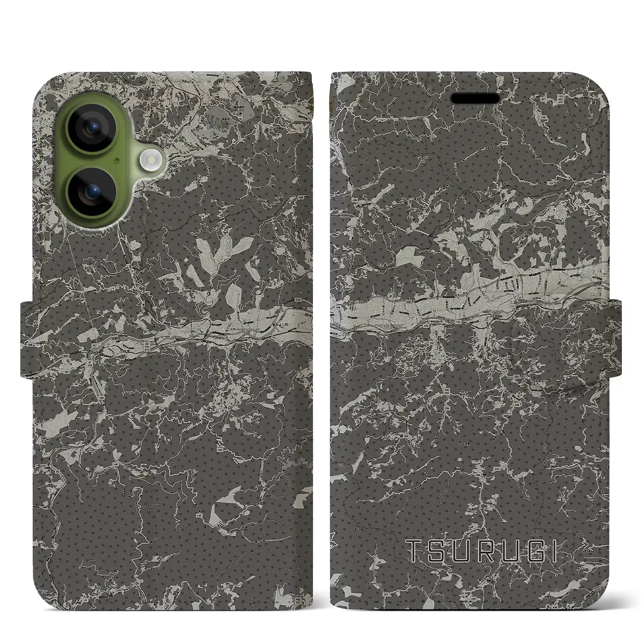 【つるぎ(徳島県)】地図柄iPhoneケース(手帳タイプ)