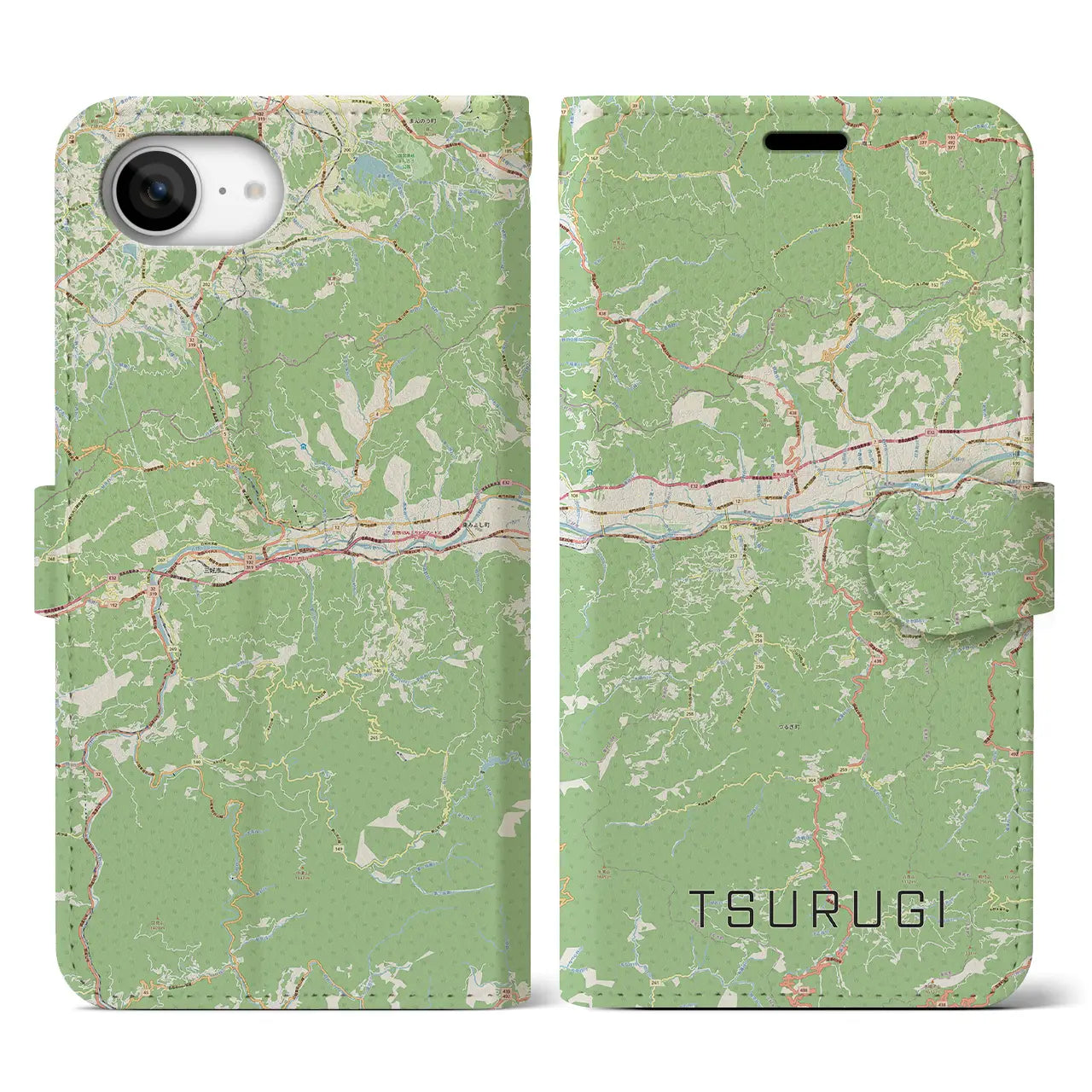 【つるぎ(徳島県)】地図柄iPhoneケース(手帳タイプ)