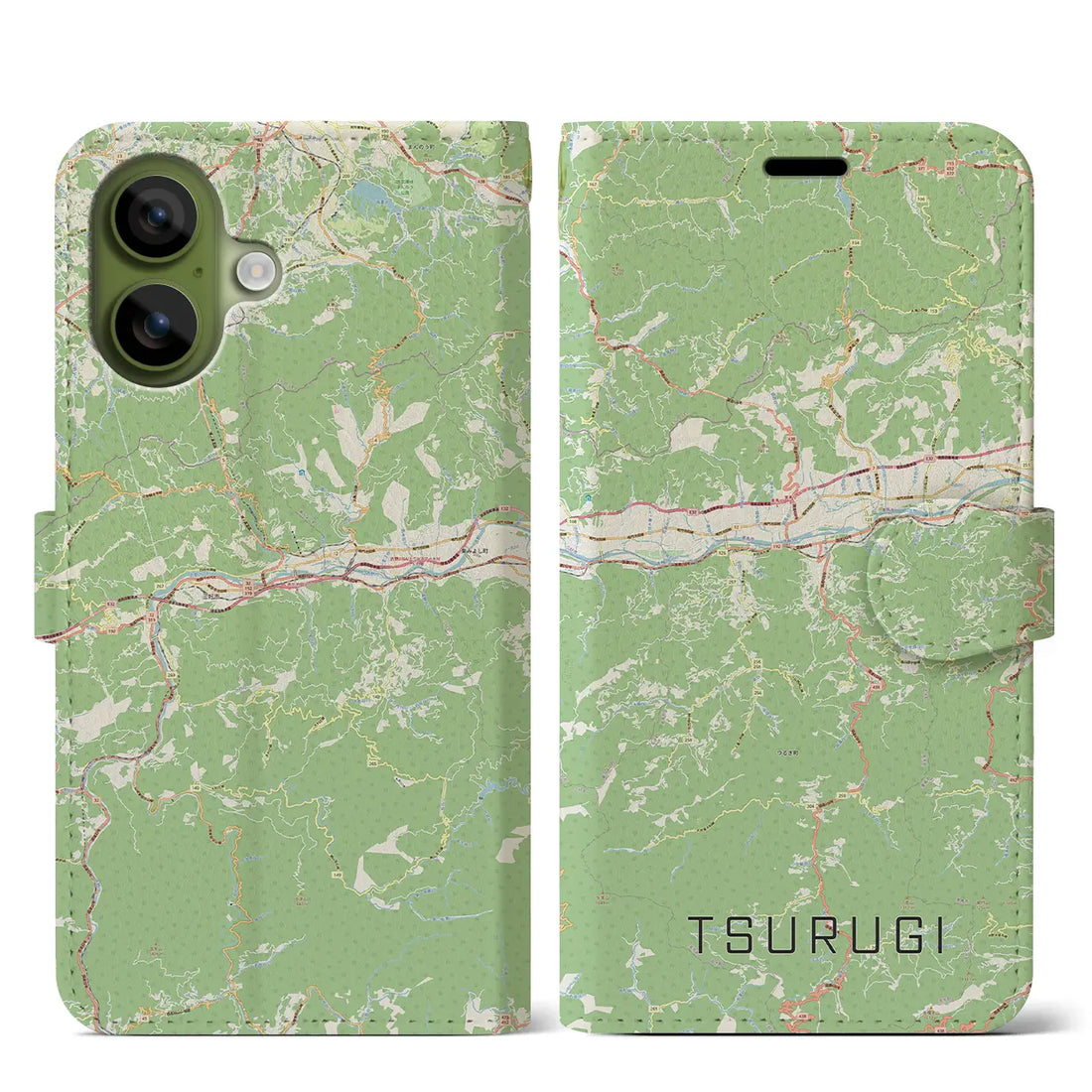 【つるぎ(徳島県)】地図柄iPhoneケース(手帳タイプ)モノトーン・iPhone 17 Pro Max 用