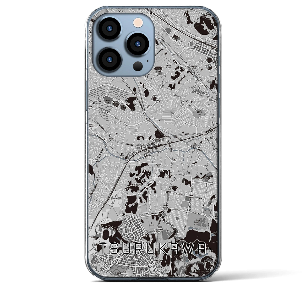 【鶴川(東京都)】地図柄iPhoneケース(クリアタイプ)