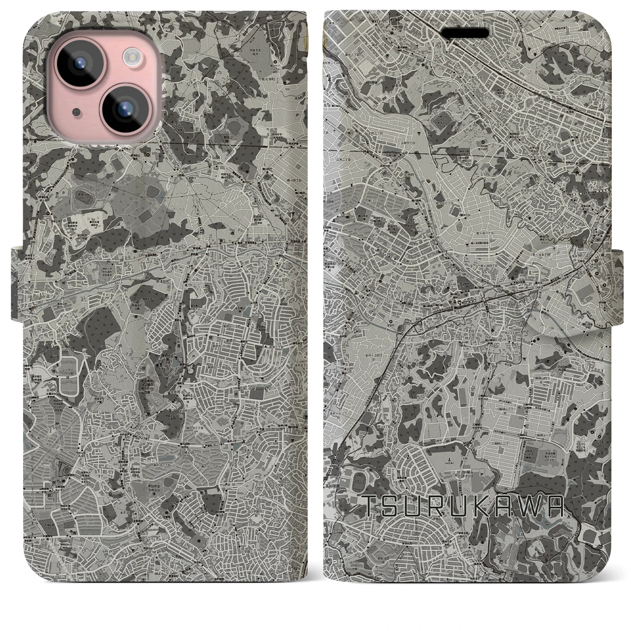 【鶴川(東京都)】地図柄iPhoneケース(手帳タイプ)