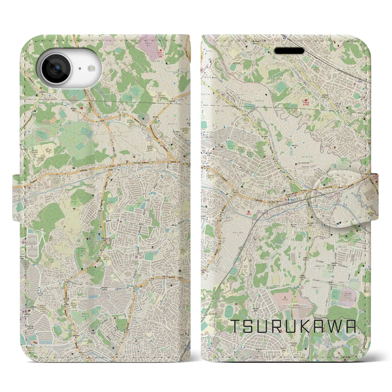 【鶴川(東京都)】地図柄iPhoneケース(手帳タイプ)