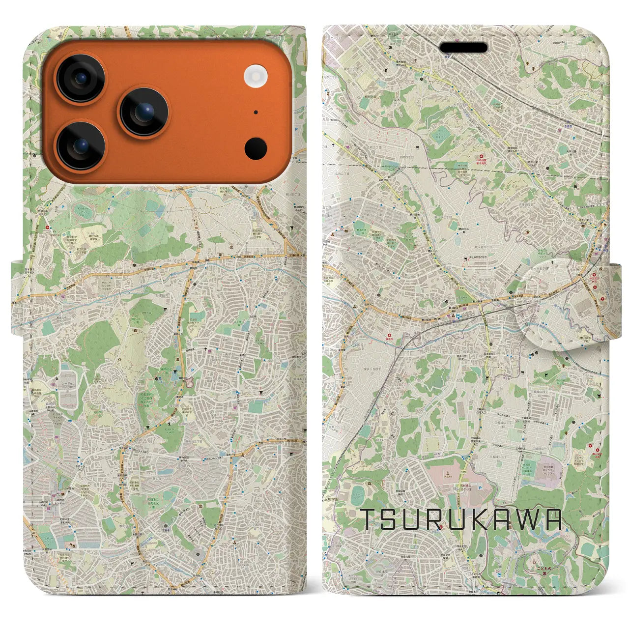 【鶴川(東京都)】地図柄iPhoneケース(手帳タイプ)