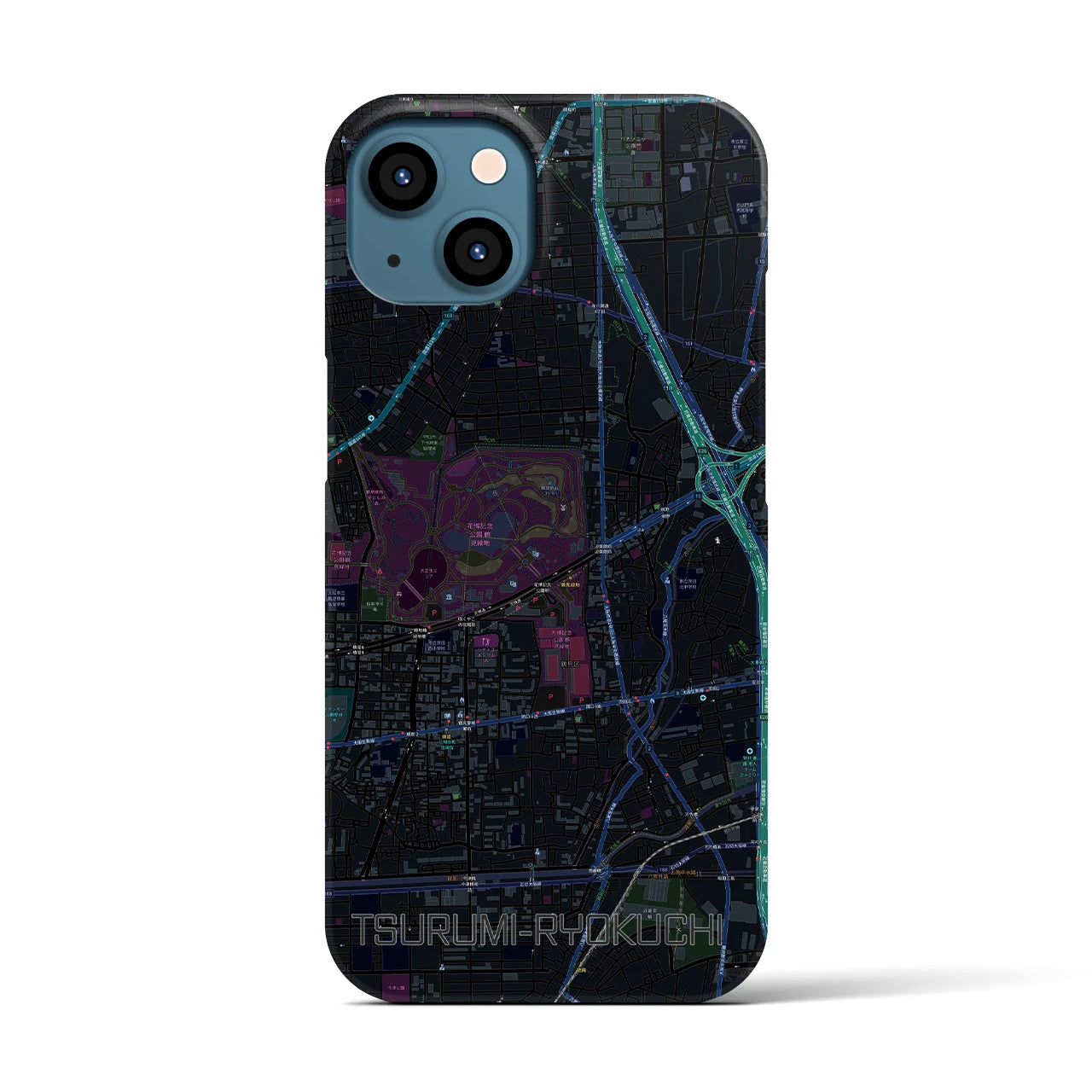 【鶴見緑地(大阪府)】地図柄iPhoneケース(バックカバータイプ)