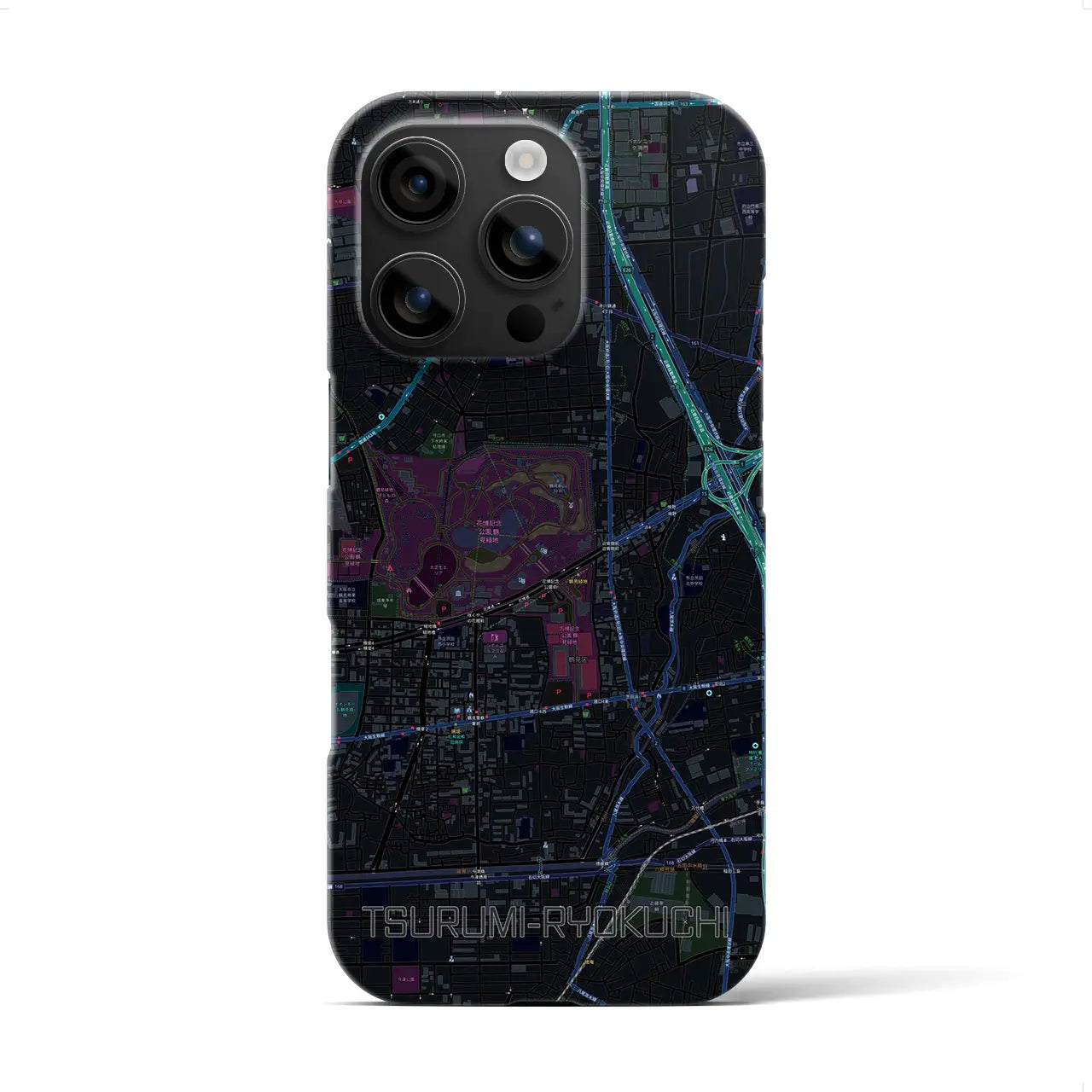 【鶴見緑地(大阪府)】地図柄iPhoneケース(バックカバータイプ)