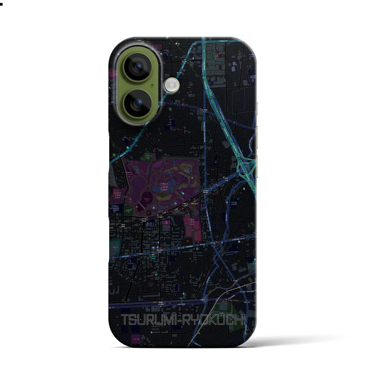 【鶴見緑地(大阪府)】地図柄iPhoneケース(バックカバータイプ)