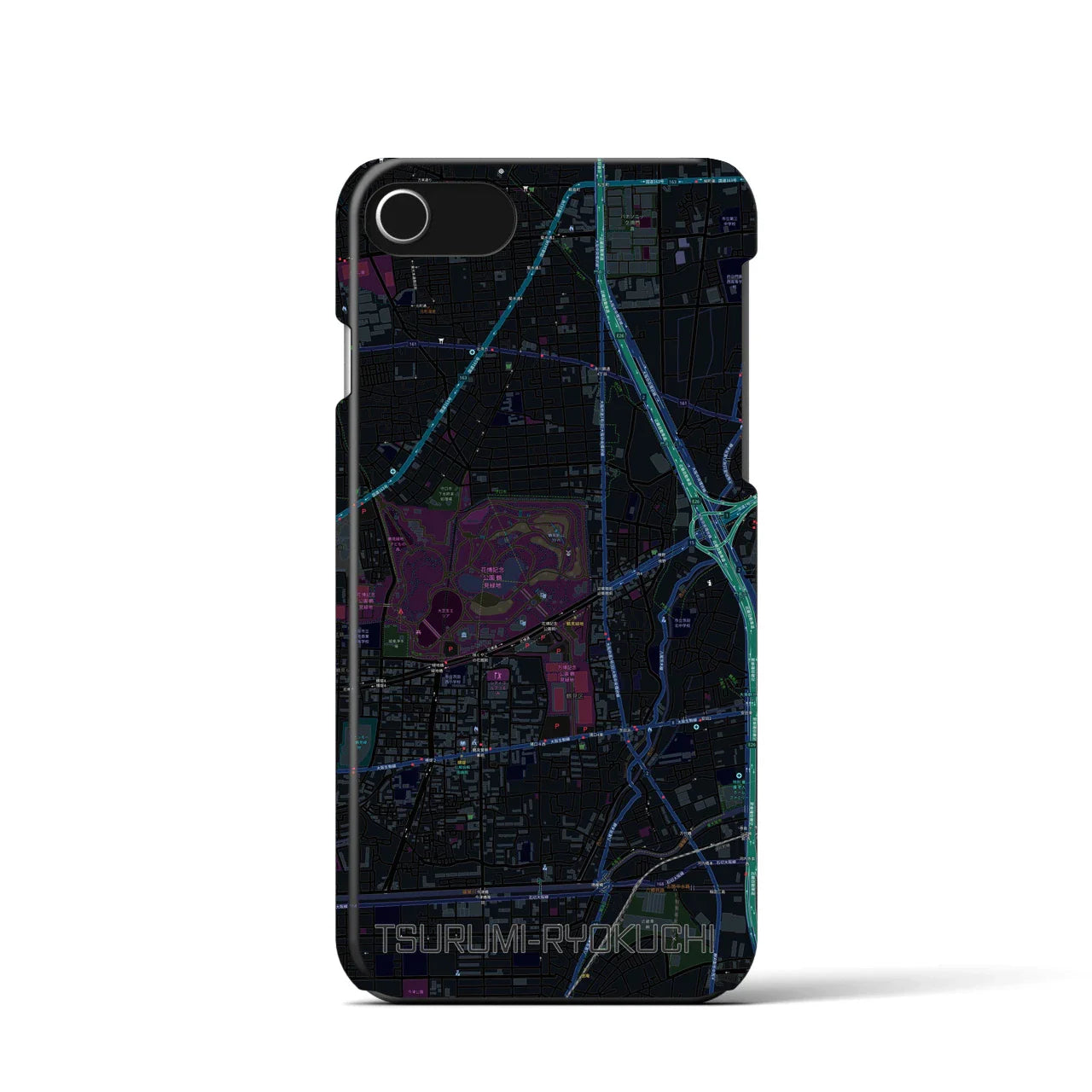 【鶴見緑地(大阪府)】地図柄iPhoneケース(バックカバータイプ)