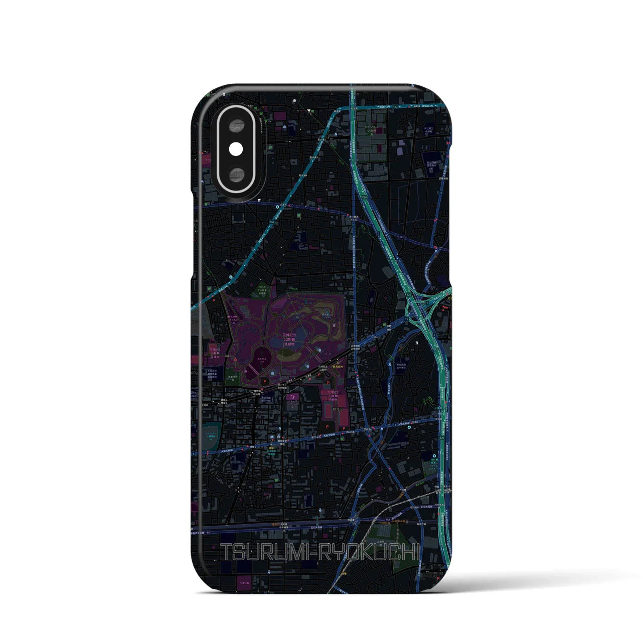 【鶴見緑地(大阪府)】地図柄iPhoneケース(バックカバータイプ)