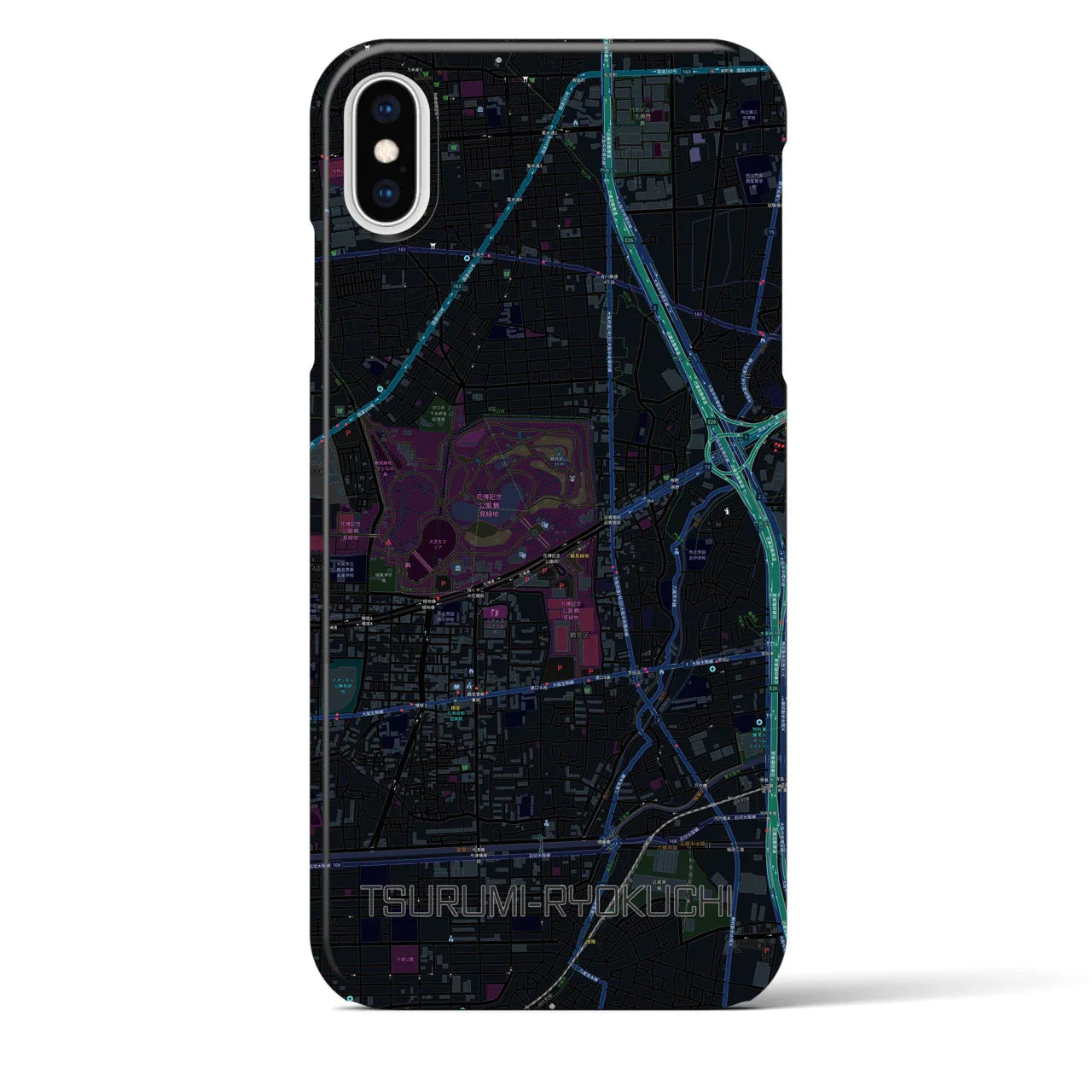 【鶴見緑地(大阪府)】地図柄iPhoneケース(バックカバータイプ)