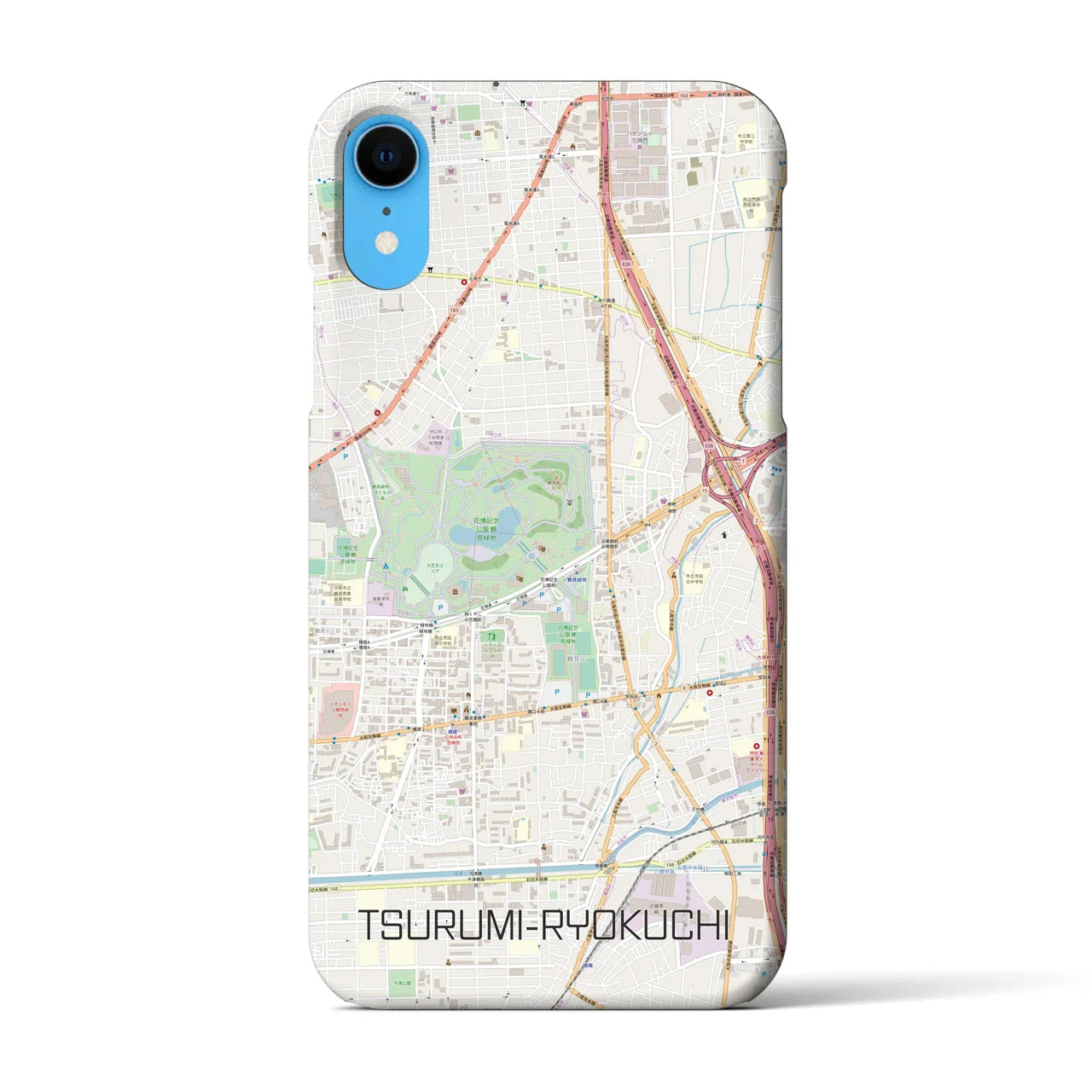 【鶴見緑地(大阪府)】地図柄iPhoneケース(バックカバータイプ)