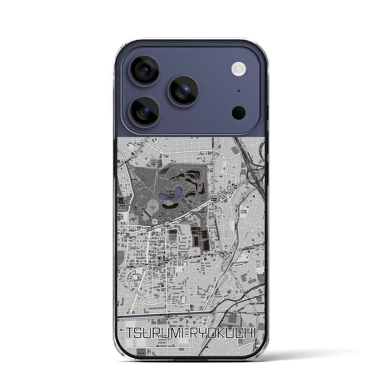 【鶴見緑地(大阪府)】地図柄iPhoneケース(クリアタイプ)モノトーン・iPhone 17 Pro Max 用