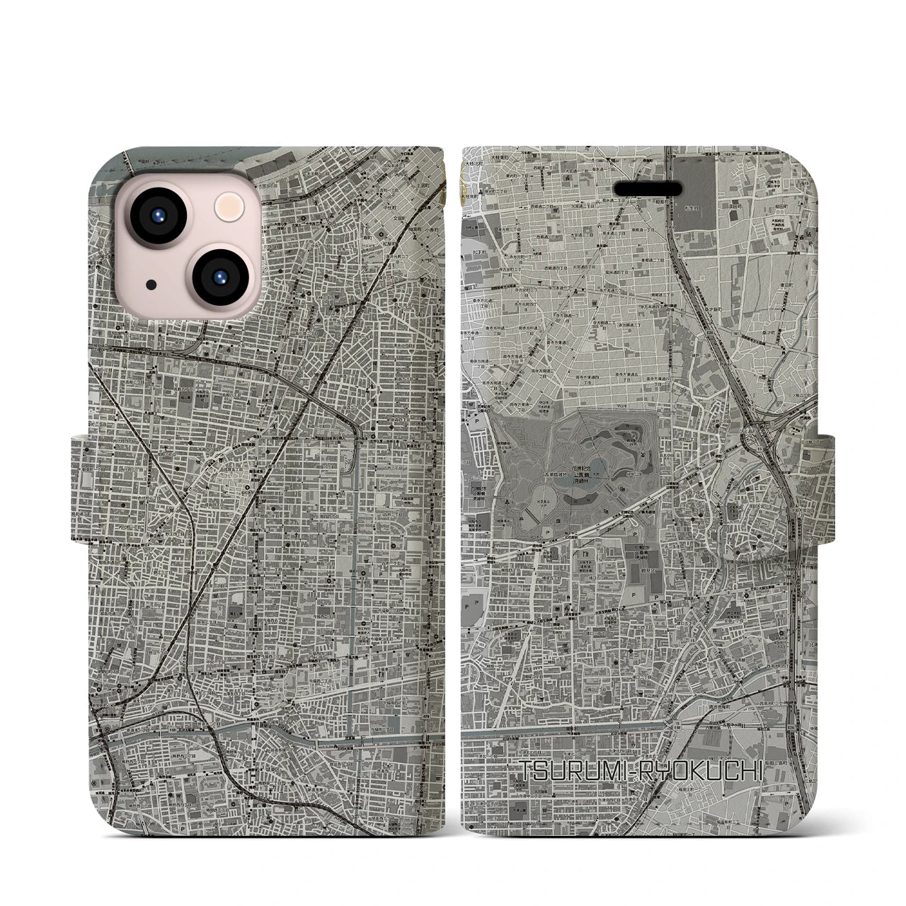 【鶴見緑地(大阪府)】地図柄iPhoneケース(手帳タイプ)