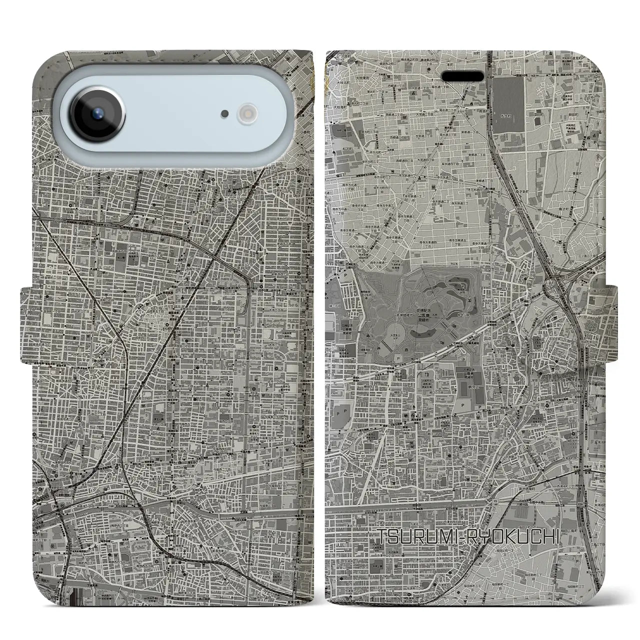 【鶴見緑地(大阪府)】地図柄iPhoneケース(手帳タイプ)