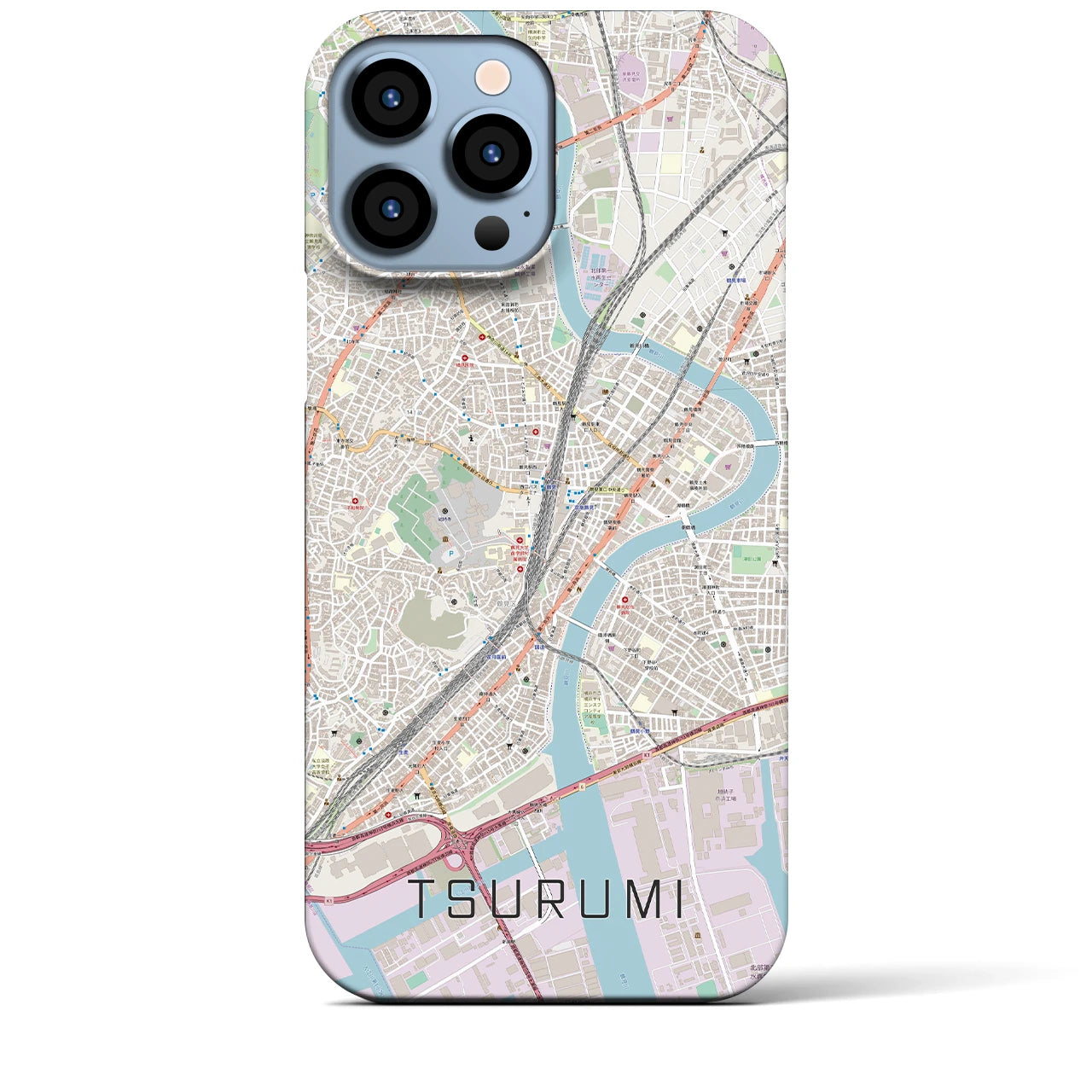 【鶴見(神奈川県)】地図柄iPhoneケース(バックカバータイプ)