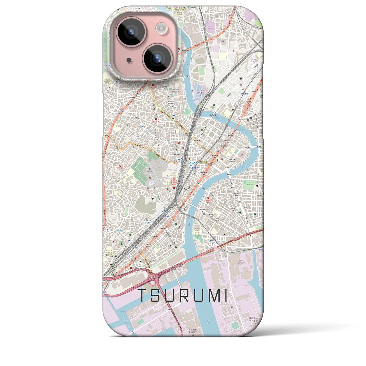 【鶴見(神奈川県)】地図柄iPhoneケース(バックカバータイプ)