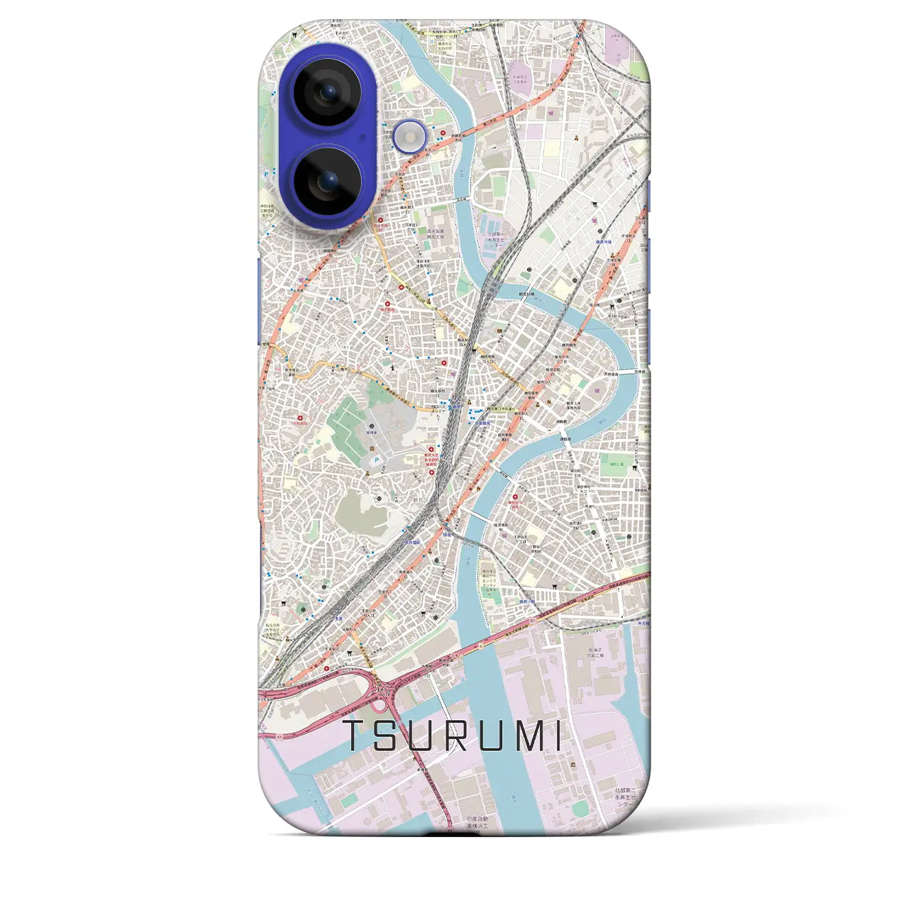 【鶴見(神奈川県)】地図柄iPhoneケース(バックカバータイプ)ナチュラル・iPhone 16 Pro Max 用