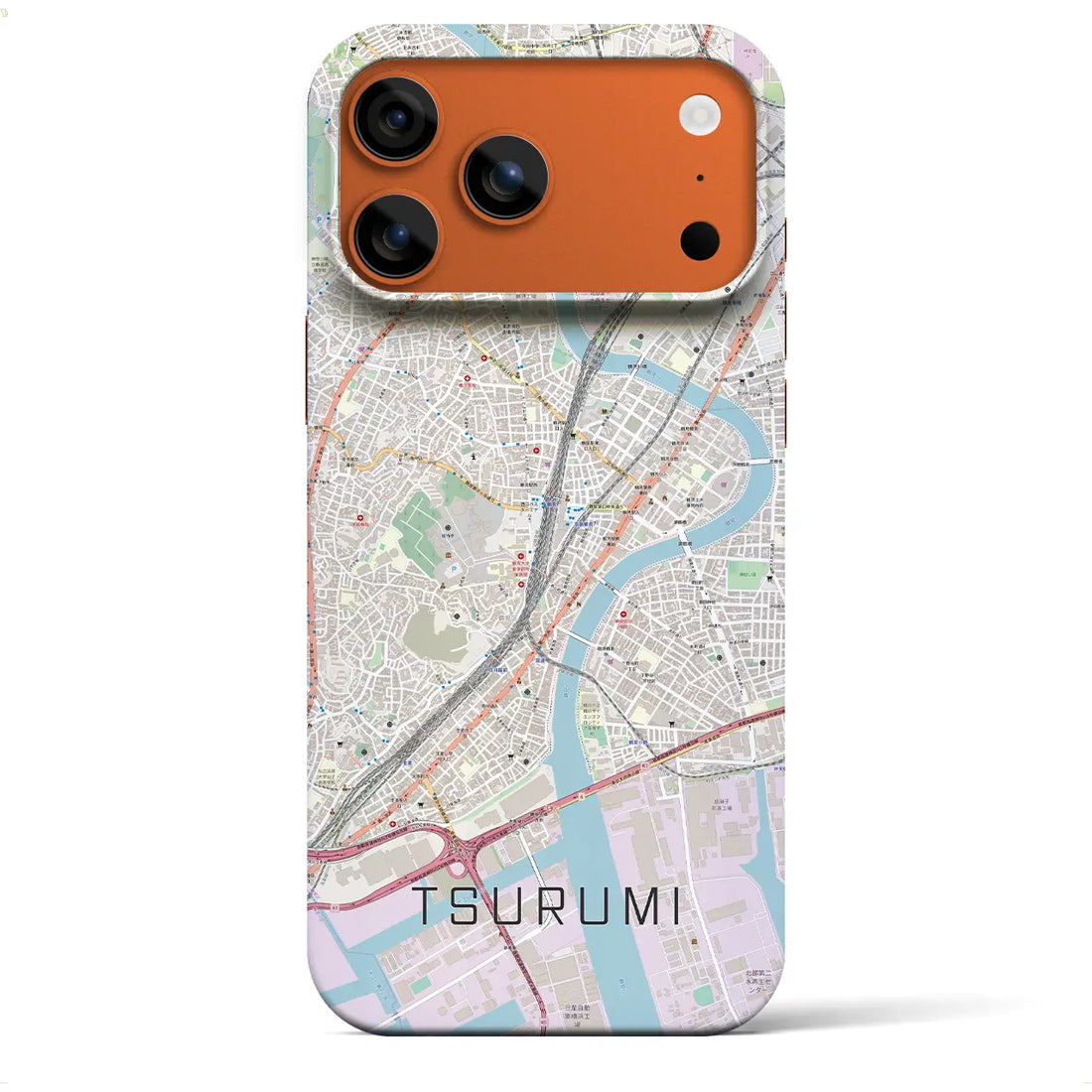 【鶴見(神奈川県)】地図柄iPhoneケース(バックカバータイプ)ナチュラル・iPhone 17 Pro Max 用