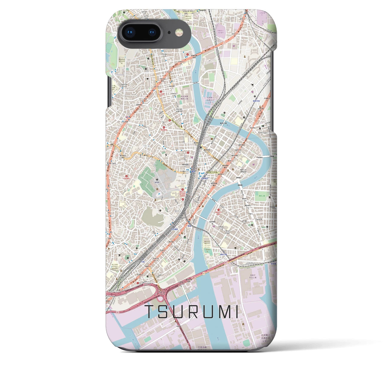 【鶴見(神奈川県)】地図柄iPhoneケース(バックカバータイプ)