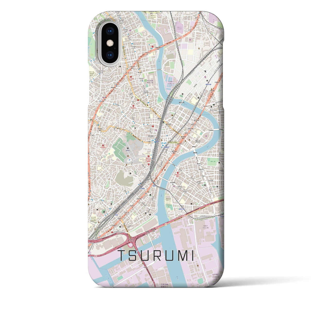 【鶴見(神奈川県)】地図柄iPhoneケース(バックカバータイプ)