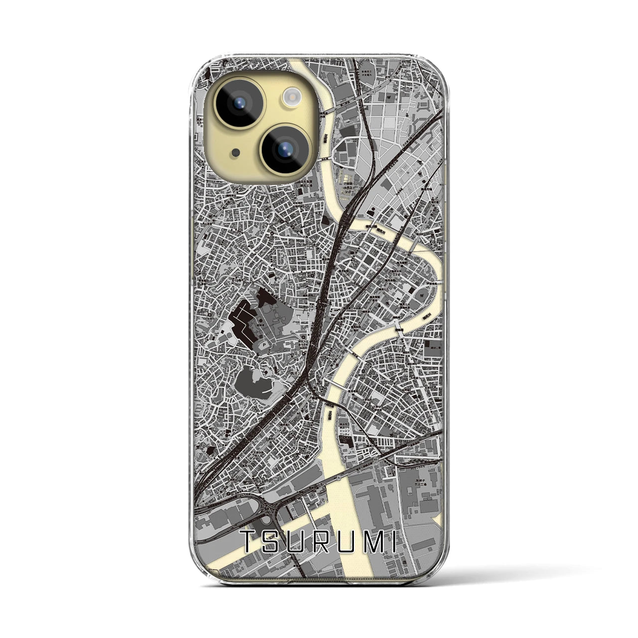 【鶴見(神奈川県)】地図柄iPhoneケース(クリアタイプ)