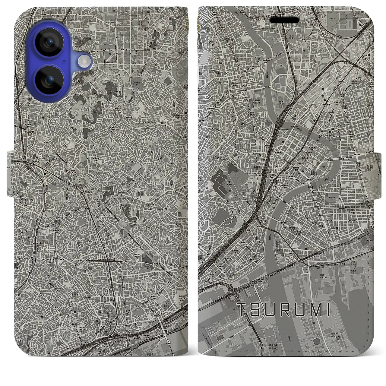 【鶴見(神奈川県)】地図柄iPhoneケース(手帳タイプ)