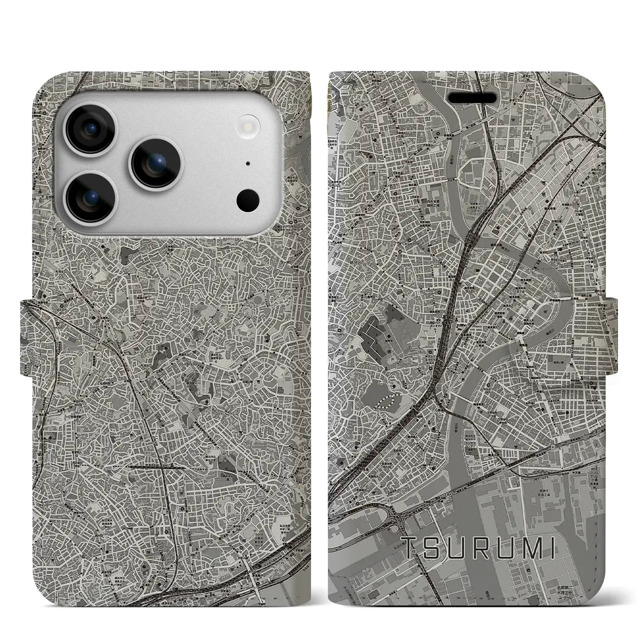 【鶴見(神奈川県)】地図柄iPhoneケース(手帳タイプ)