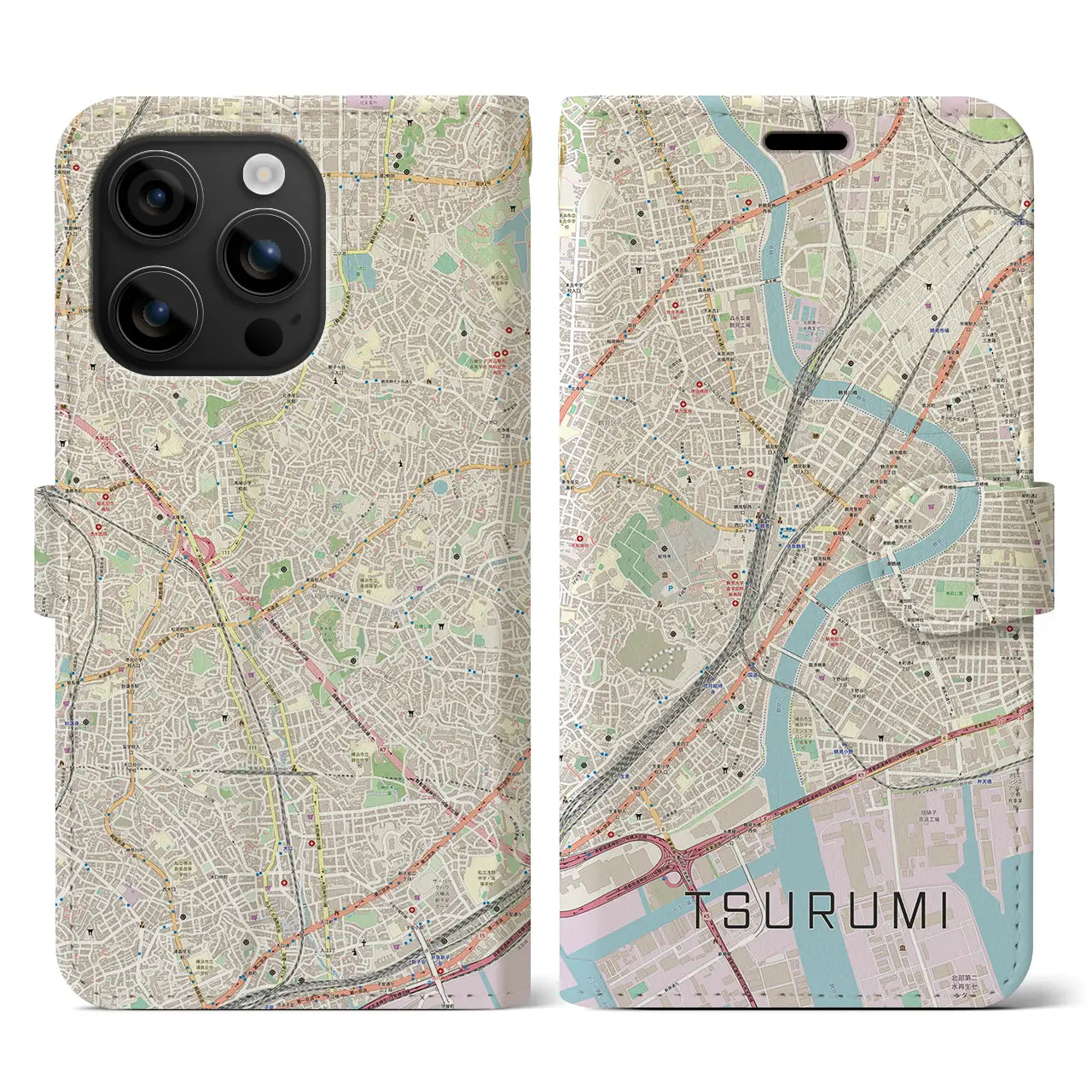 【鶴見(神奈川県)】地図柄iPhoneケース(手帳タイプ)