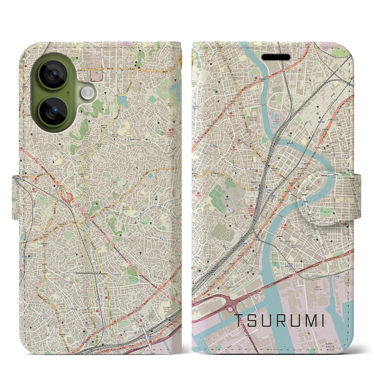 【鶴見(神奈川県)】地図柄iPhoneケース(手帳タイプ)