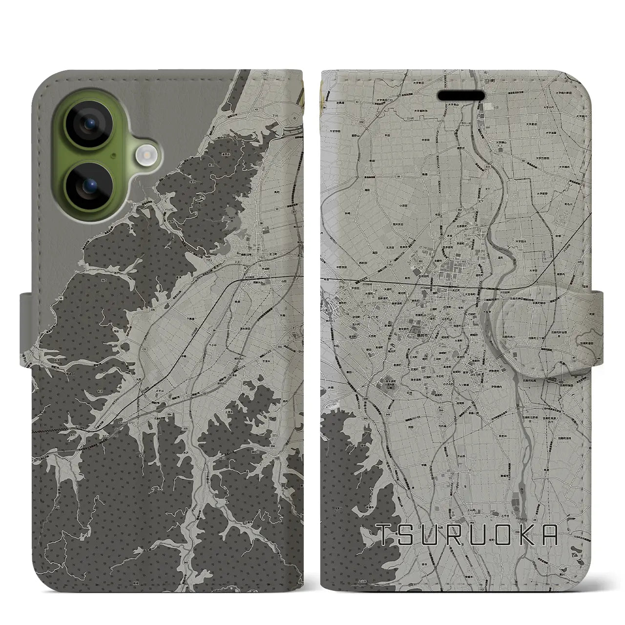 【鶴岡(山形県)】地図柄iPhoneケース(手帳タイプ)