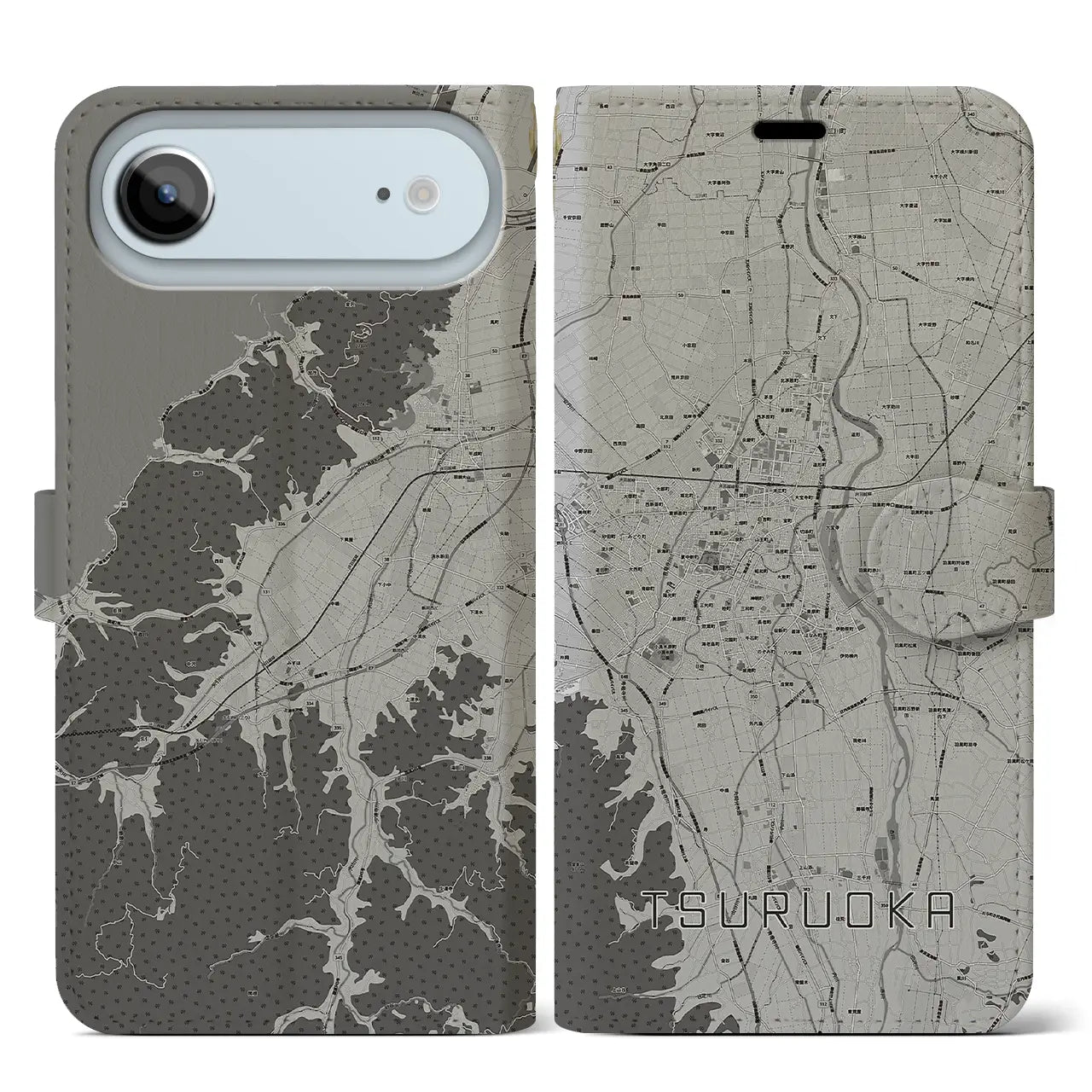 【鶴岡(山形県)】地図柄iPhoneケース(手帳タイプ)